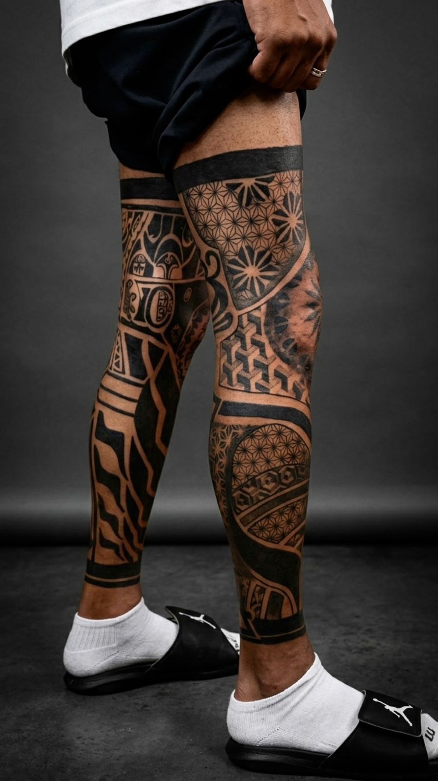 Tatuagem Maori — perna inteira